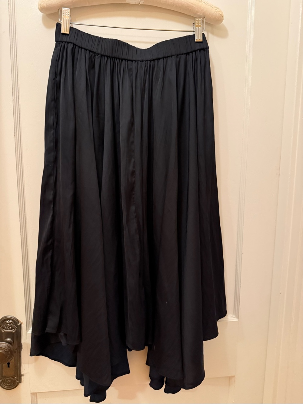 Anthropologie Hi Low Handkerchief Hem Satin Skirt